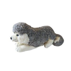 A&A Plush Husky Stuffed Animal Gray White Wolf Dog Puppy 17”  1992
